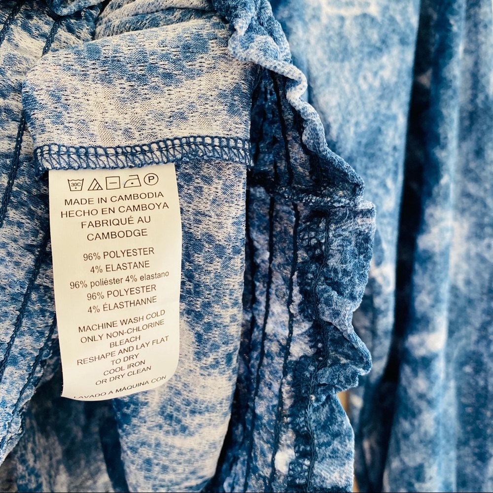 New Michael Kors Tie-Dye Long Sleeve Off the Shoulder Top - Picture 7 of 10